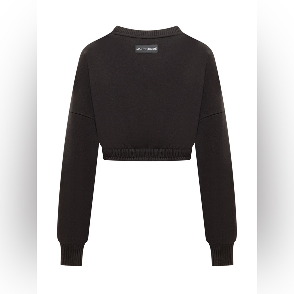 Marine Serre Women's Cropped Sweatshirt Black 99 Size XS - Picture 9 of 15